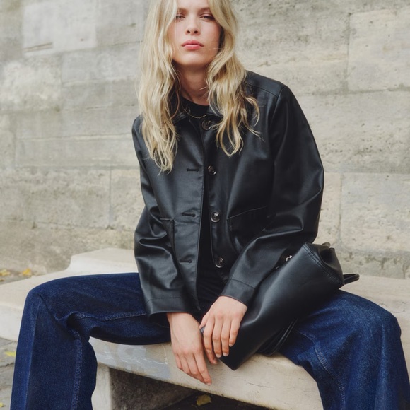 H&M Jackets & Blazers - H&M Black Leather Jacket for Women